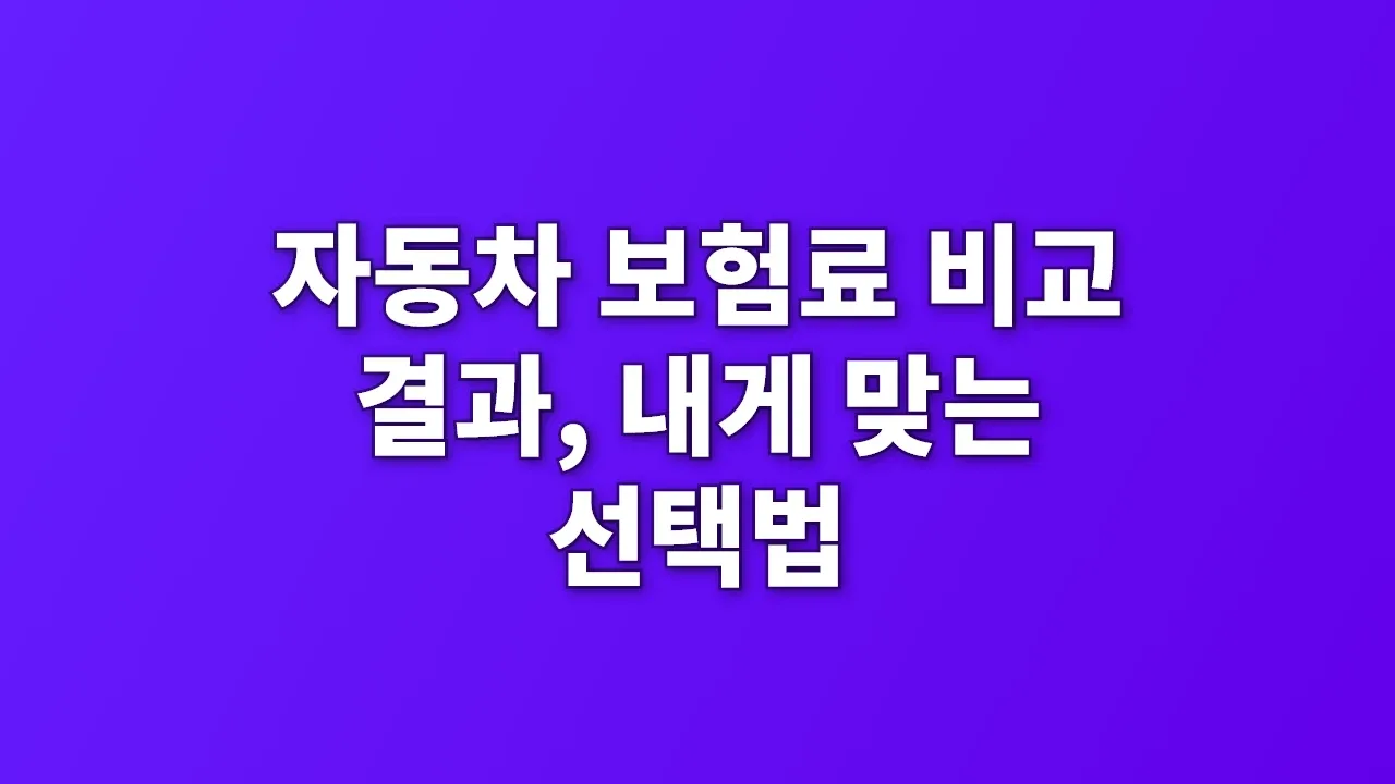 자동차 보험료 비교 결과, 내게 맞는 선택법